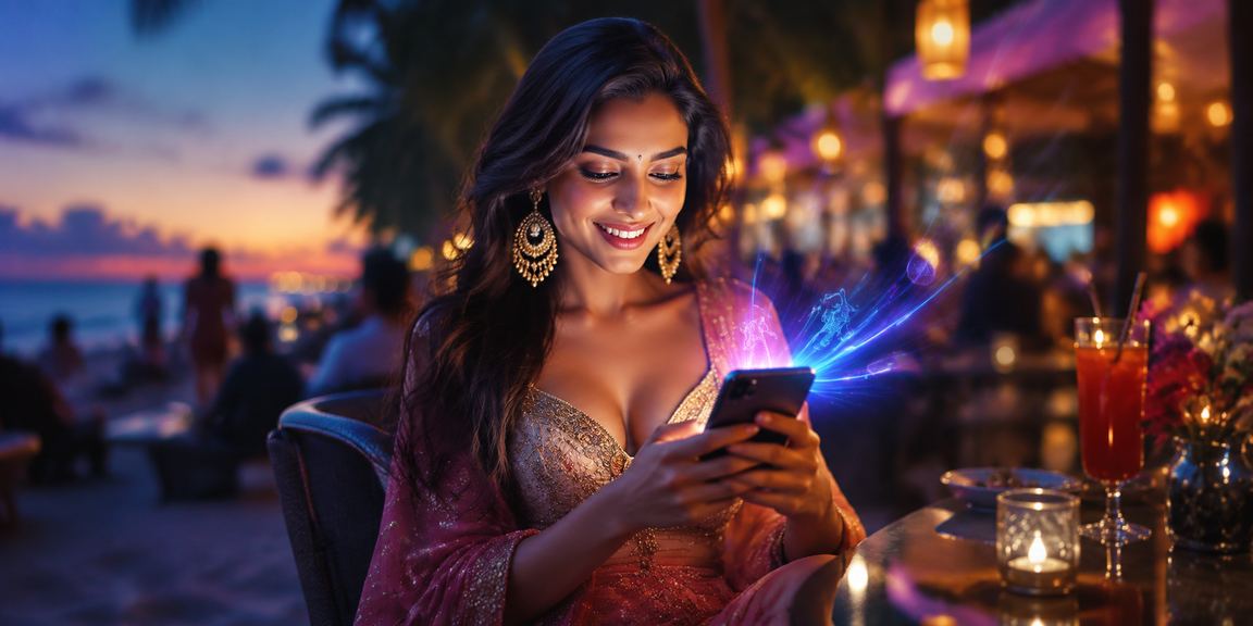Goa beach scene blending cricket and responsible gaming theme